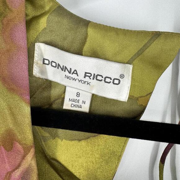 Vintage Donna Ricco dress 8 green midi 90s y2k fall fairy forest floral silk - Picture 5 of 6